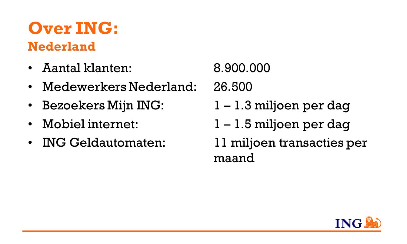 Over ING: Nederland Aantal klanten: