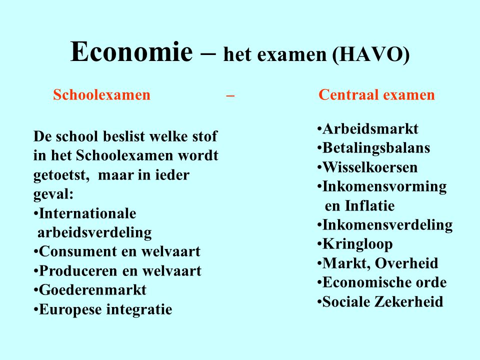 Economie – het examen (HAVO)