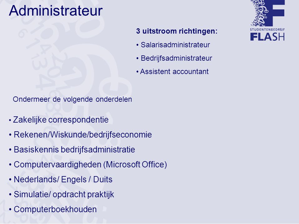 Administrateur Rekenen/Wiskunde/bedrijfseconomie