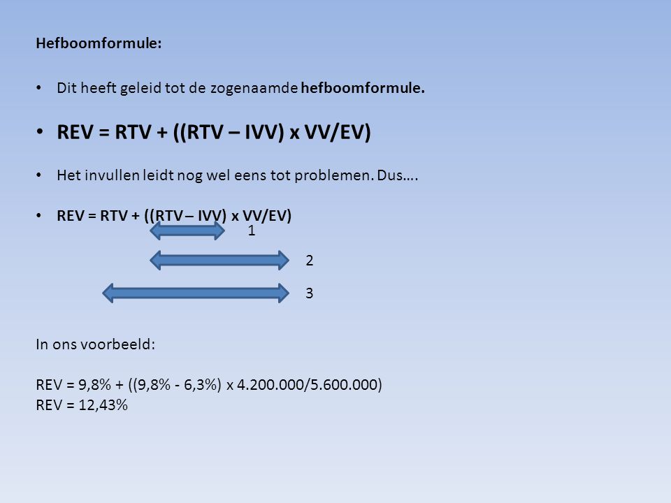 REV = RTV + ((RTV – IVV) x VV/EV)