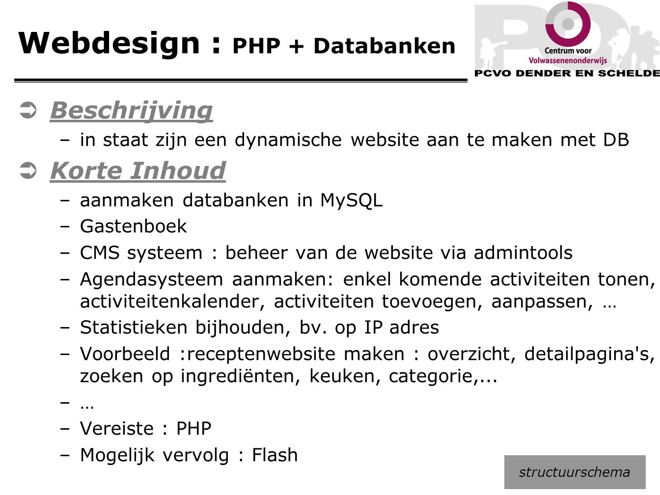 Webdesign : PHP + Databanken