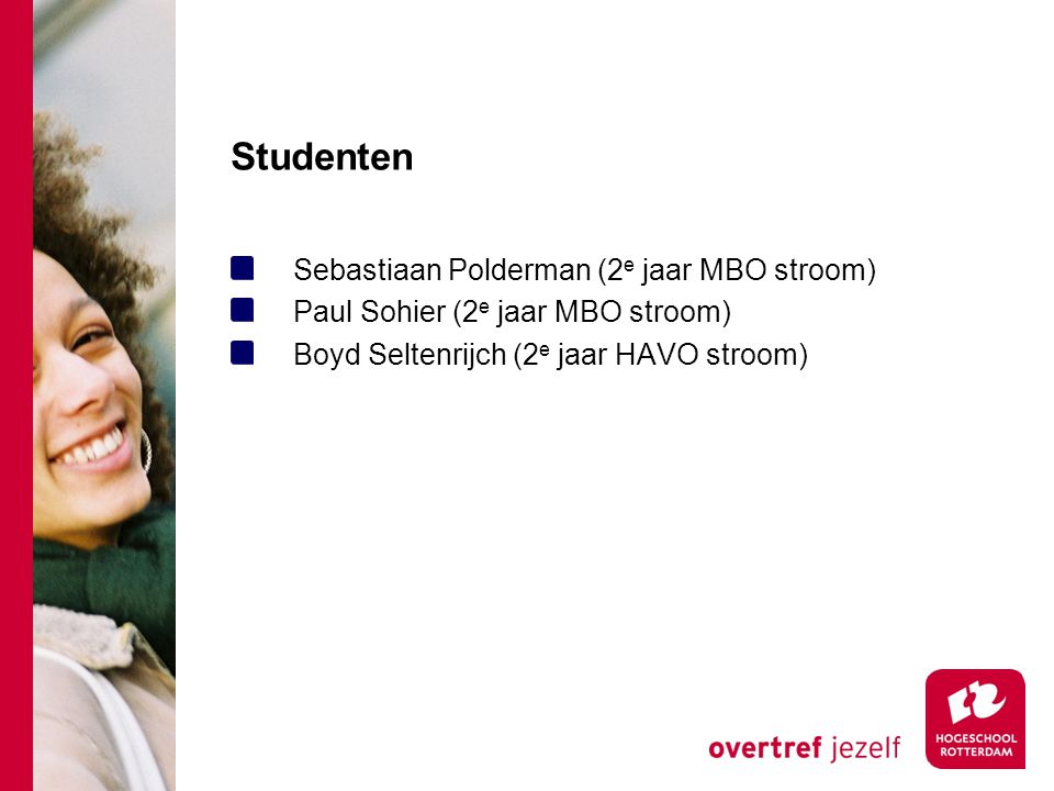 Studenten Sebastiaan Polderman (2e jaar MBO stroom)