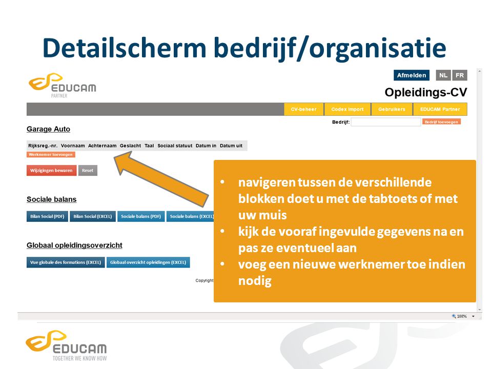 Detailscherm bedrijf/organisatie