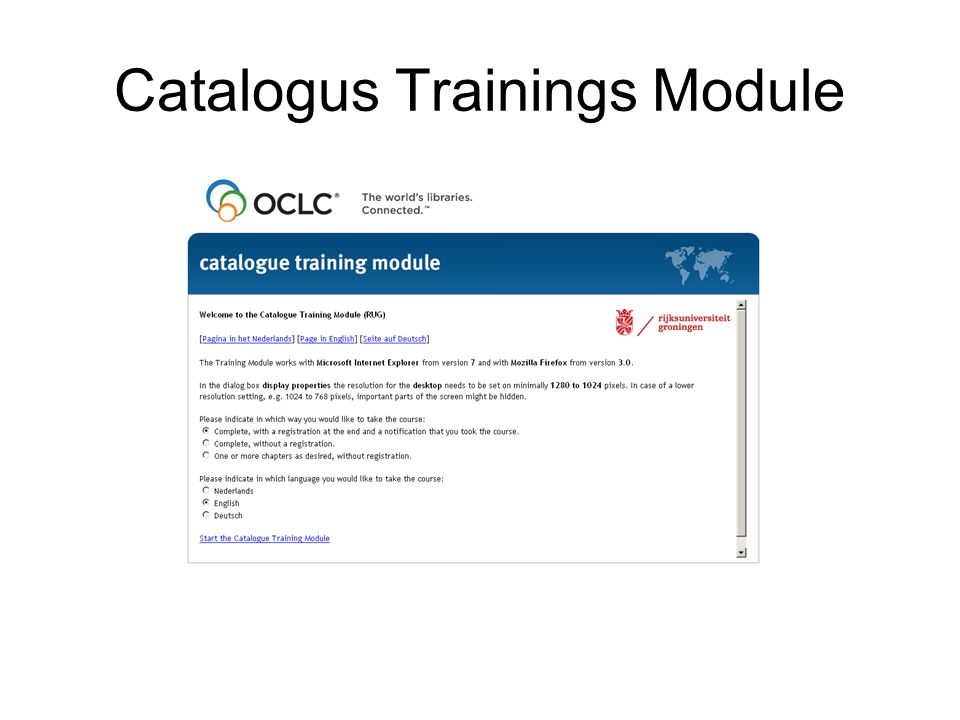 Catalogus Trainings Module