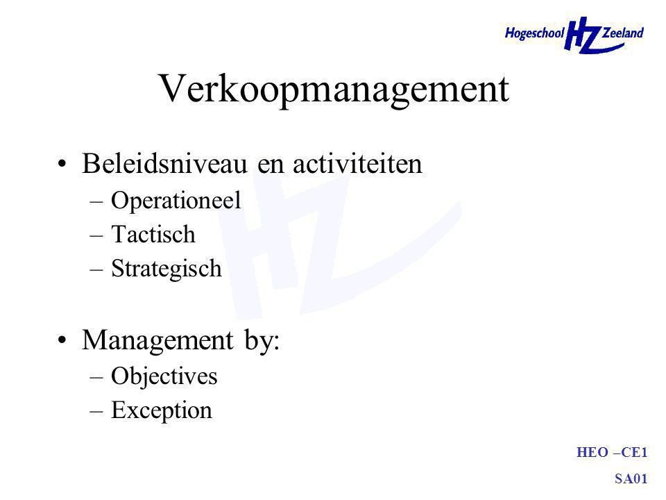 Verkoopmanagement Beleidsniveau en activiteiten Management by: