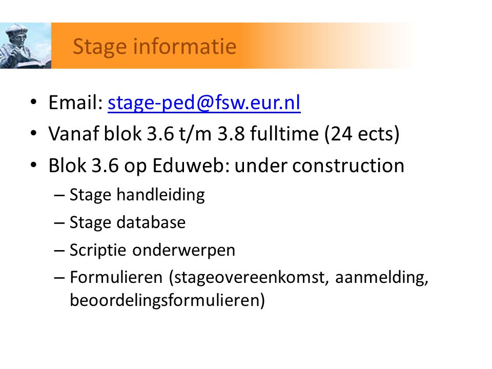 Stage informatie
