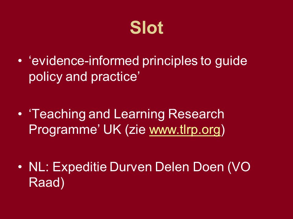 Slot ‘evidence-informed principles to guide policy and practice’