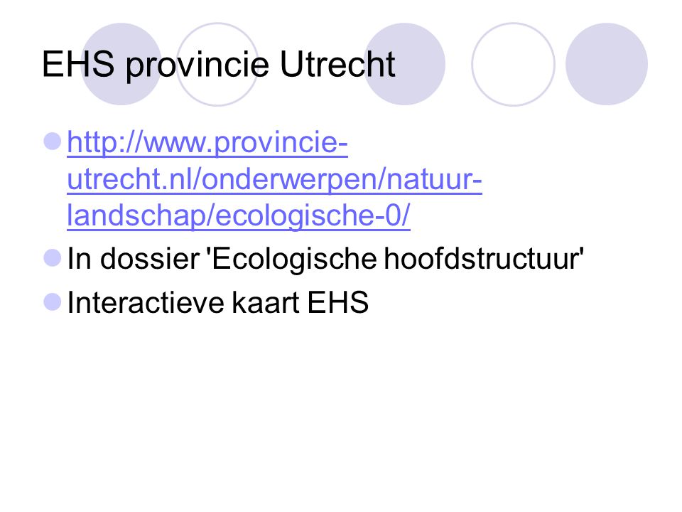 EHS provincie Utrecht   In dossier Ecologische hoofdstructuur