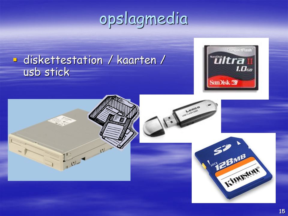 opslagmedia diskettestation / kaarten / usb stick