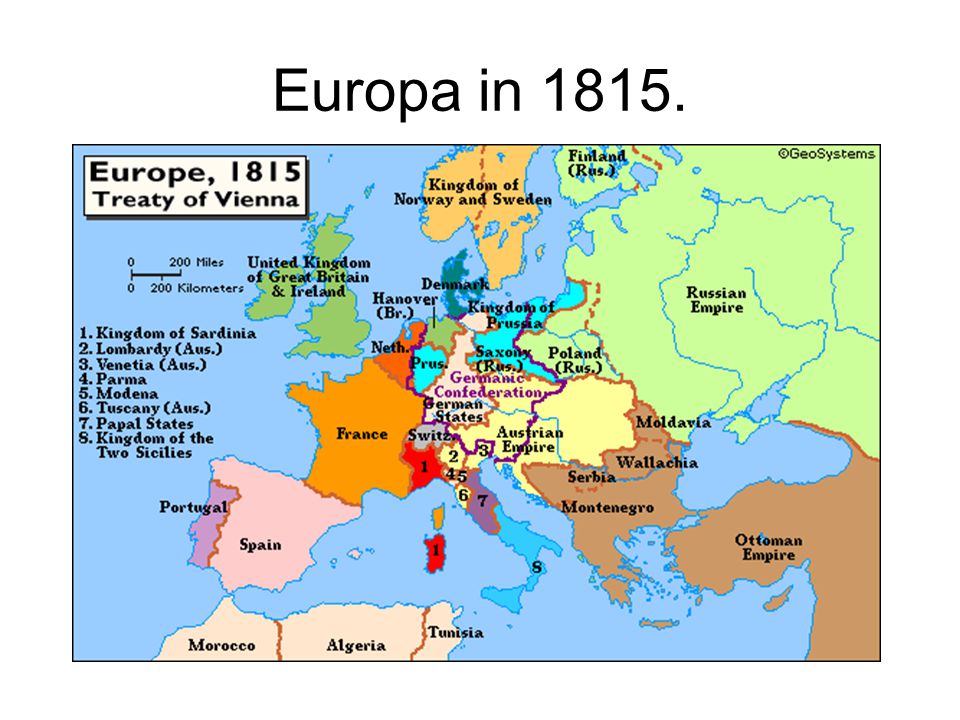 Europa in Engeland, Frankrijk, Duitse bond, Oostenrijk, Pruisen, Rusland