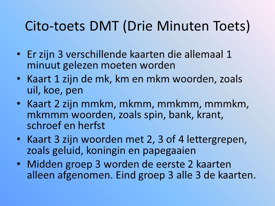 Cito-toets DMT (Drie Minuten Toets)