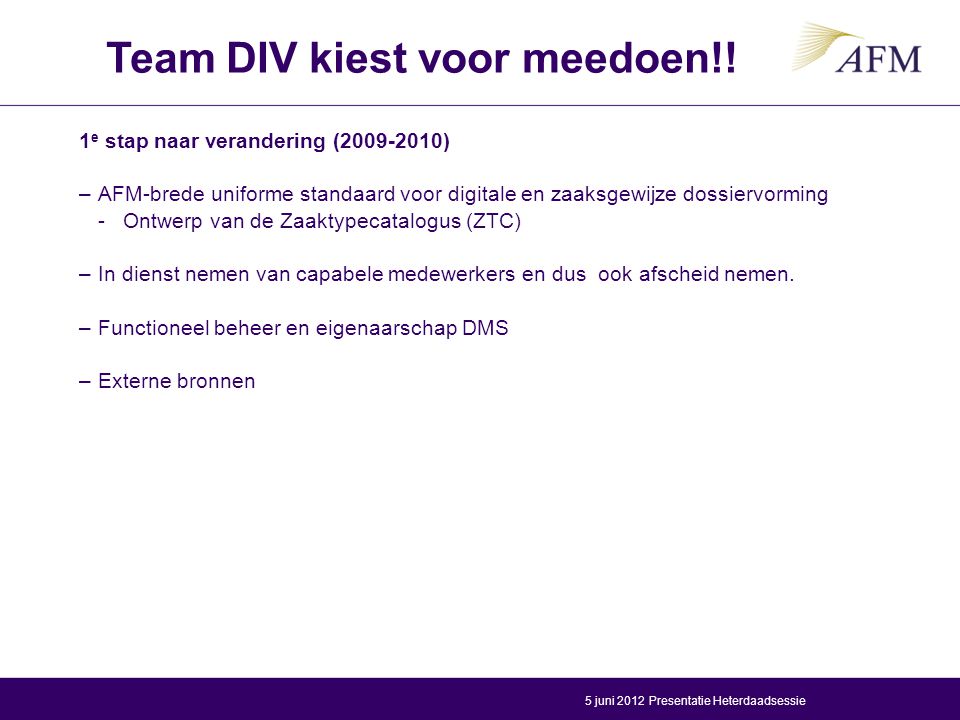 Team DIV kiest voor meedoen!!