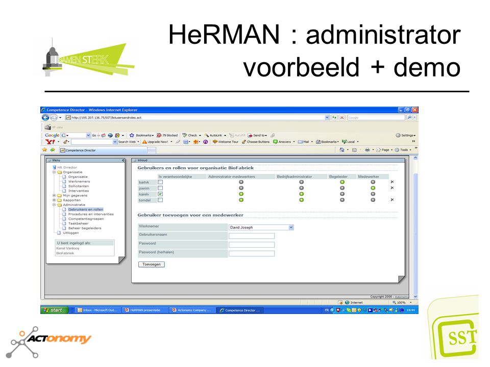 HeRMAN : administrator voorbeeld + demo
