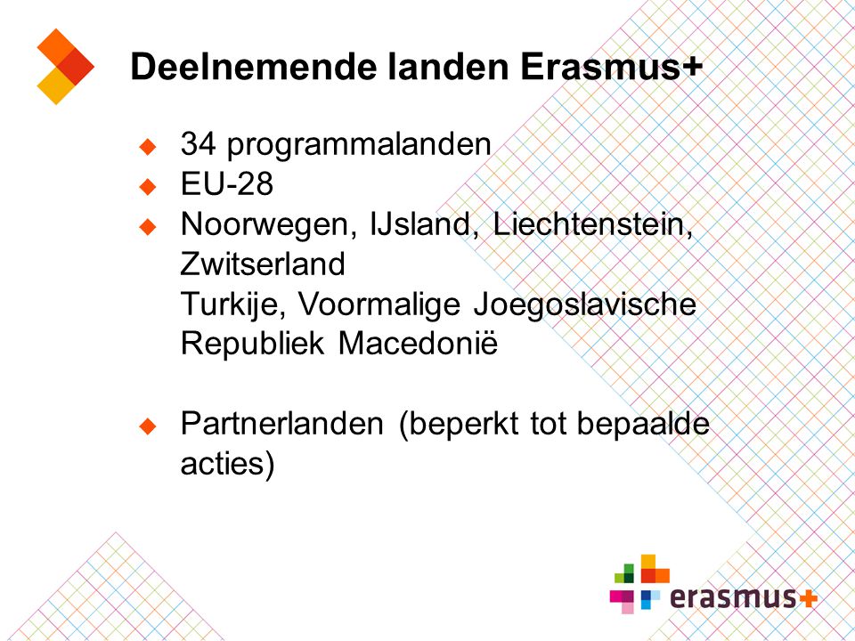 Deelnemende landen Erasmus+