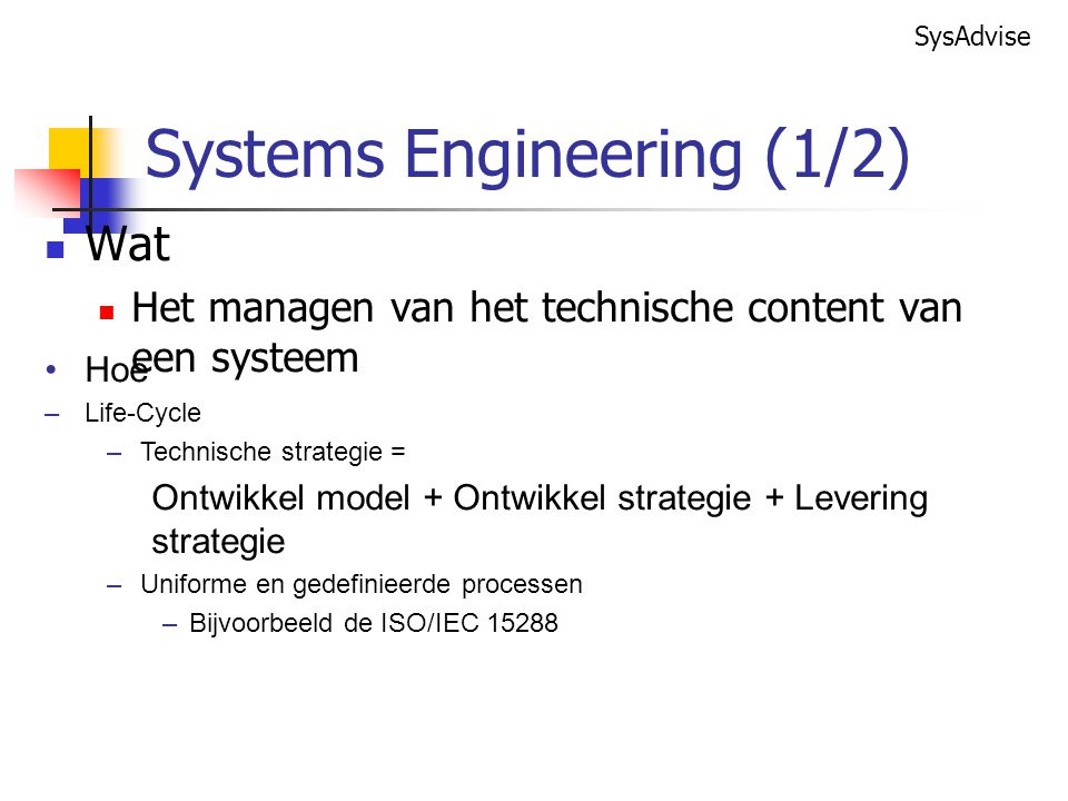 Systems Engineering (1/2)