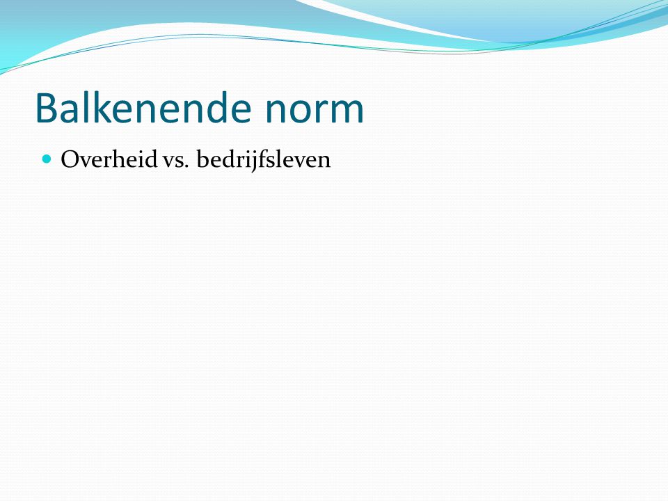 Balkenende norm Overheid vs. bedrijfsleven
