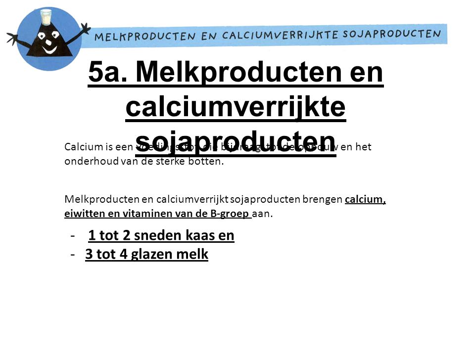 5a. Melkproducten en calciumverrijkte sojaproducten