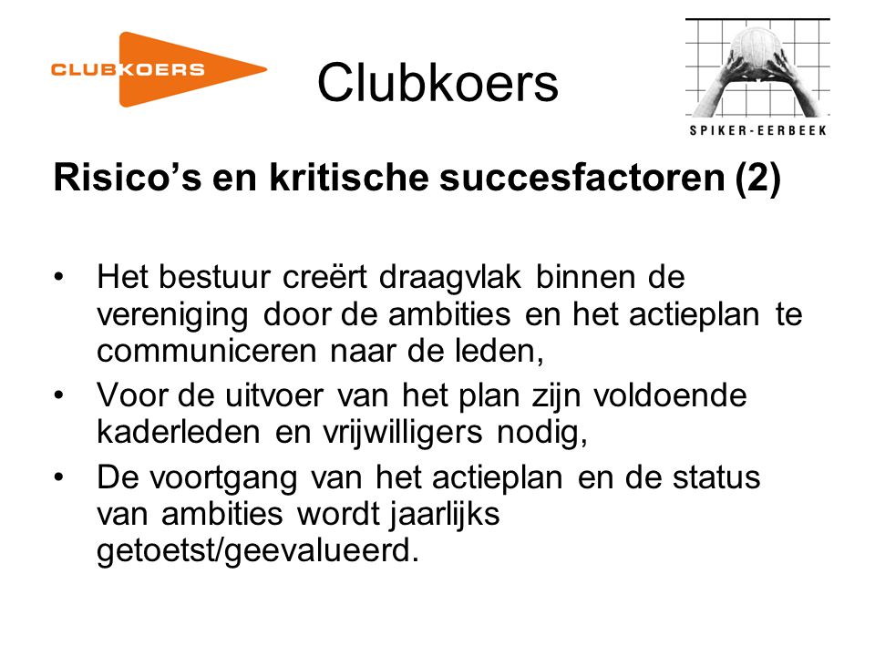 Clubkoers Risico’s en kritische succesfactoren (2)