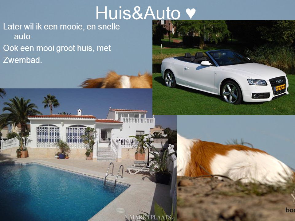 Huis&Auto ♥ Later wil ik een mooie, en snelle auto. Ook een mooi groot huis, met Zwembad.