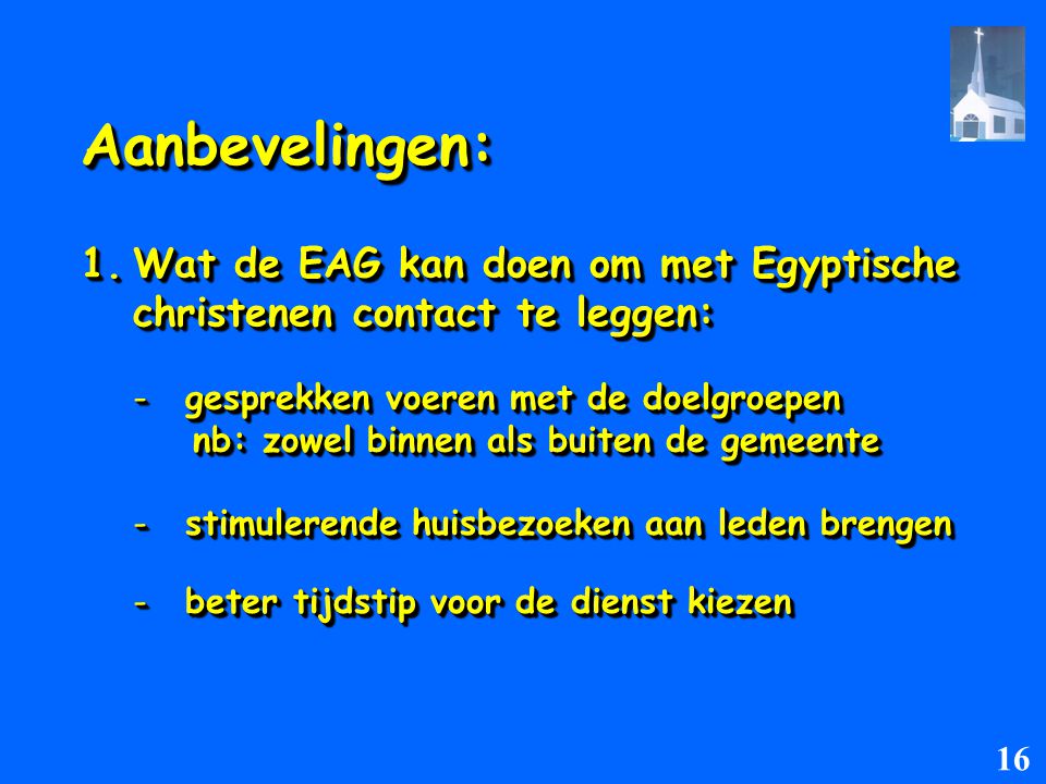 Aanbevelingen: Wat de EAG kan doen om met Egyptische