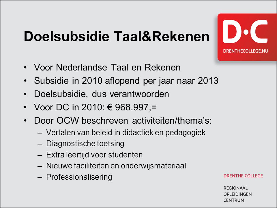 Doelsubsidie Taal&Rekenen