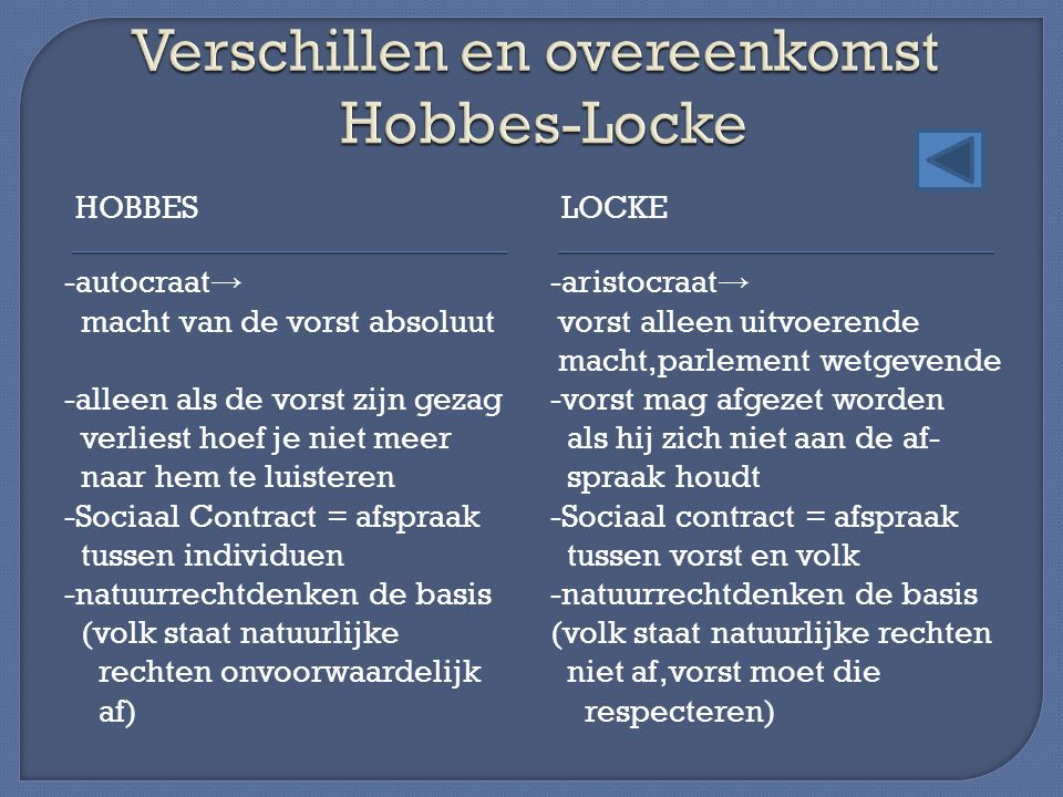 Verschillen en overeenkomst Hobbes-Locke