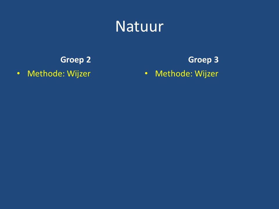 Natuur Groep 2 Groep 3 Methode: Wijzer Methode: Wijzer