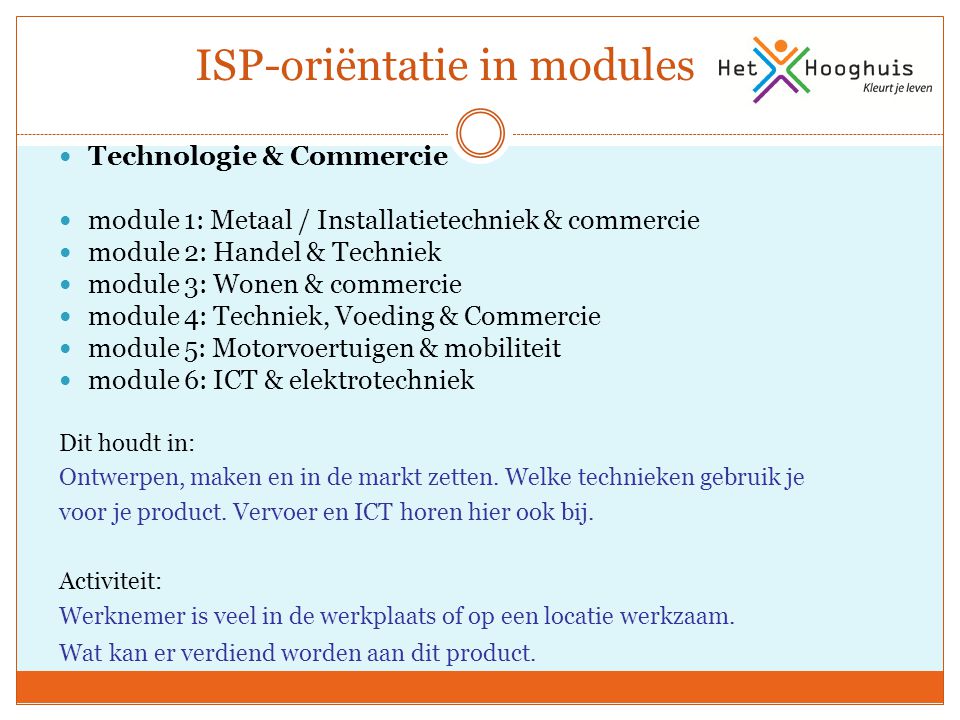 ISP-oriëntatie in modules