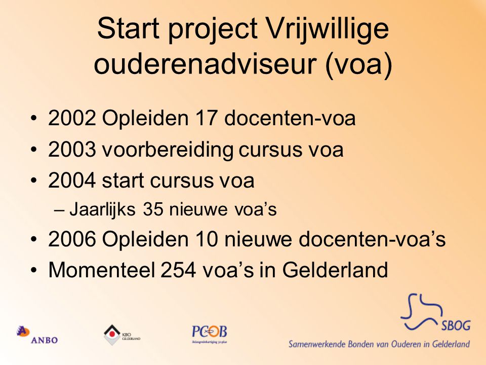 Start project Vrijwillige ouderenadviseur (voa)