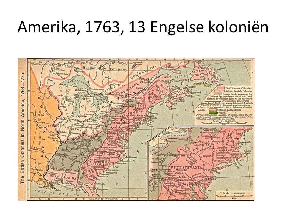 Amerika, 1763, 13 Engelse koloniën