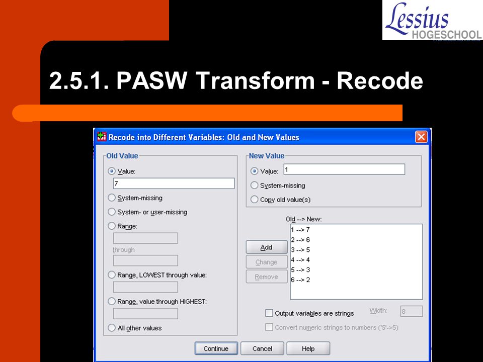 PASW Transform - Recode