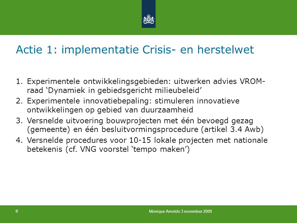 Actie 1: implementatie Crisis- en herstelwet