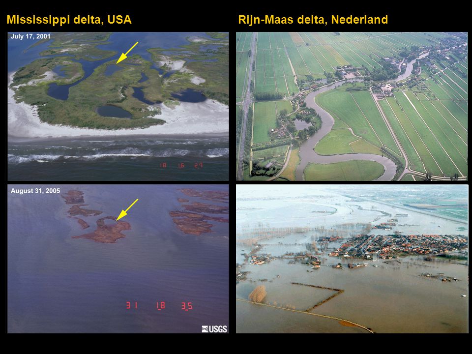 Mississippi delta, USA Rijn-Maas delta, Nederland