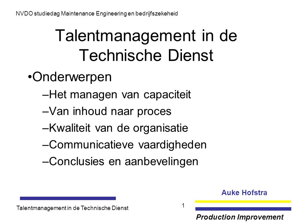 Talentmanagement in de Technische Dienst