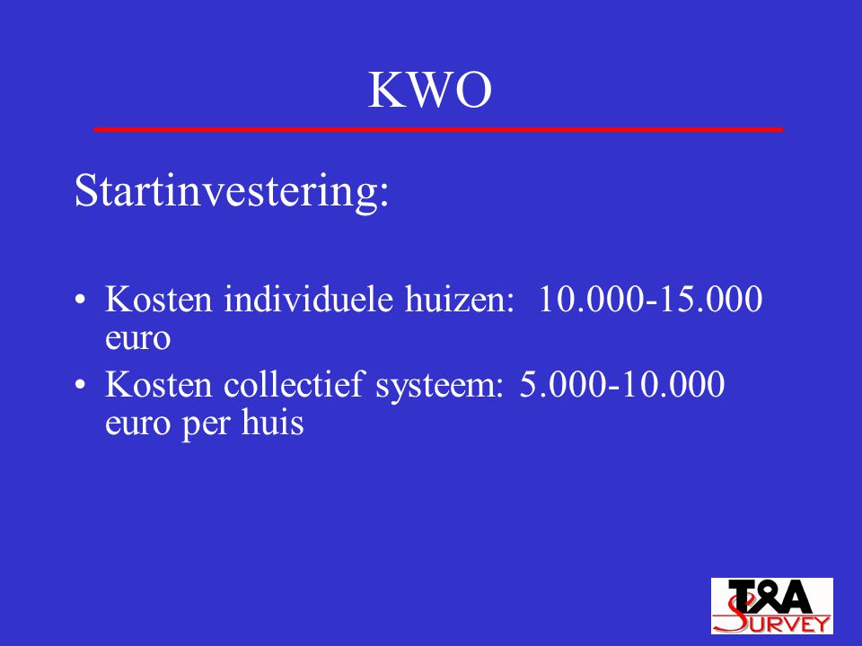 KWO Startinvestering: Kosten individuele huizen: euro