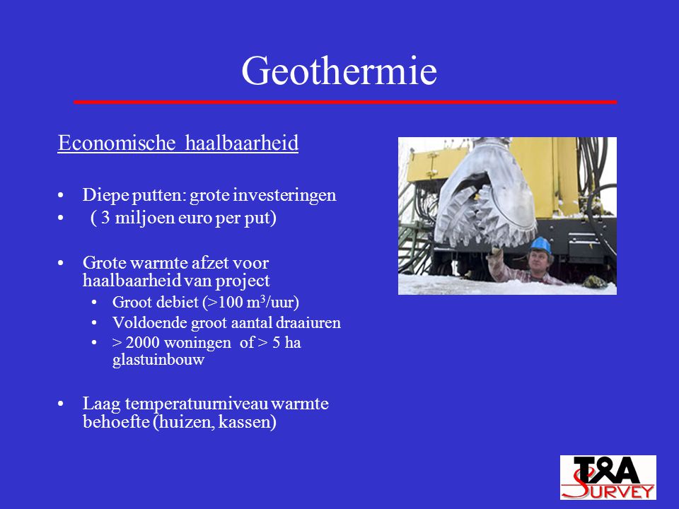 Geothermie Economische haalbaarheid Diepe putten: grote investeringen