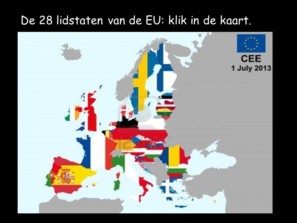 De 28 lidstaten van de EU: klik in de kaart.