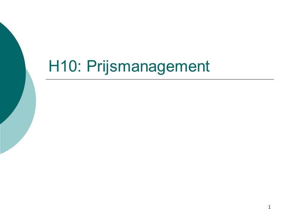 H10: Prijsmanagement