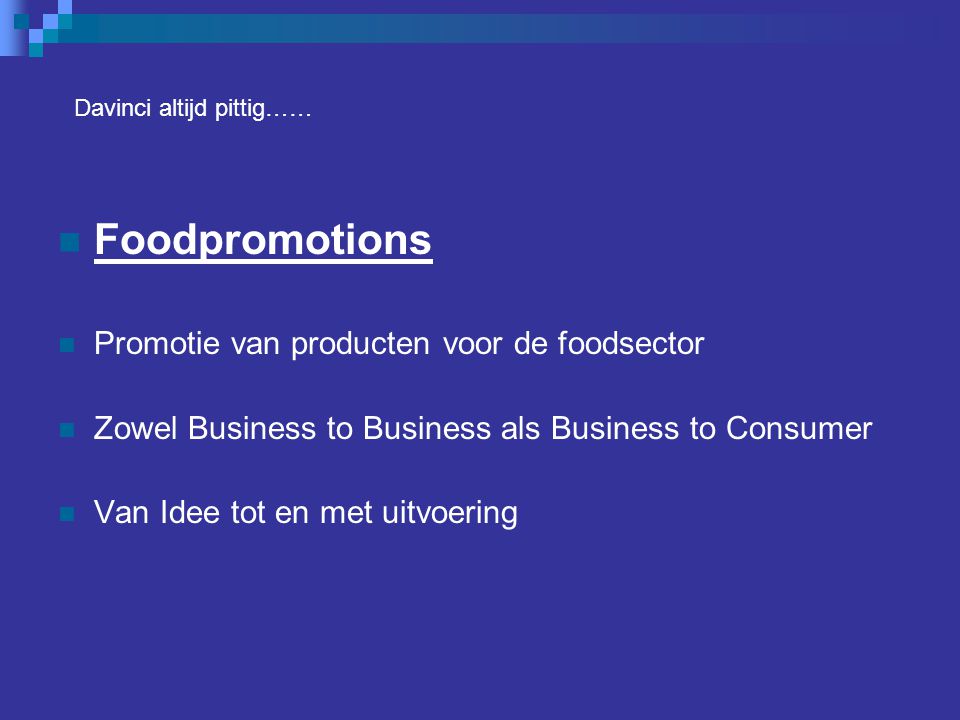 Foodpromotions Promotie van producten voor de foodsector
