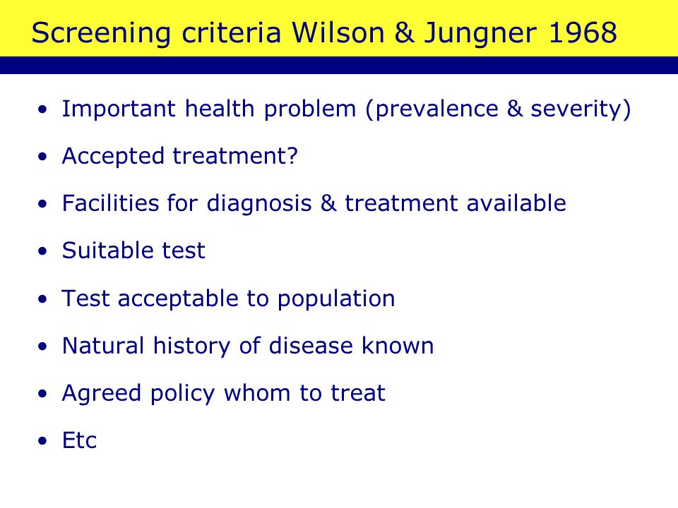 Screening criteria Wilson & Jungner 1968