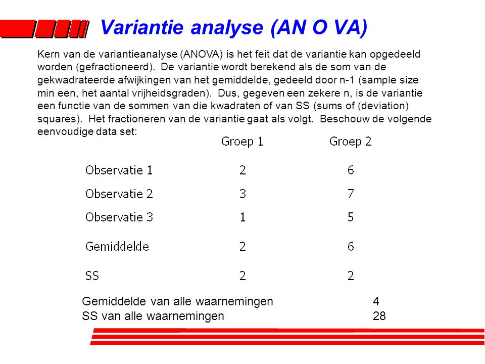 Variantie analyse (AN O VA)