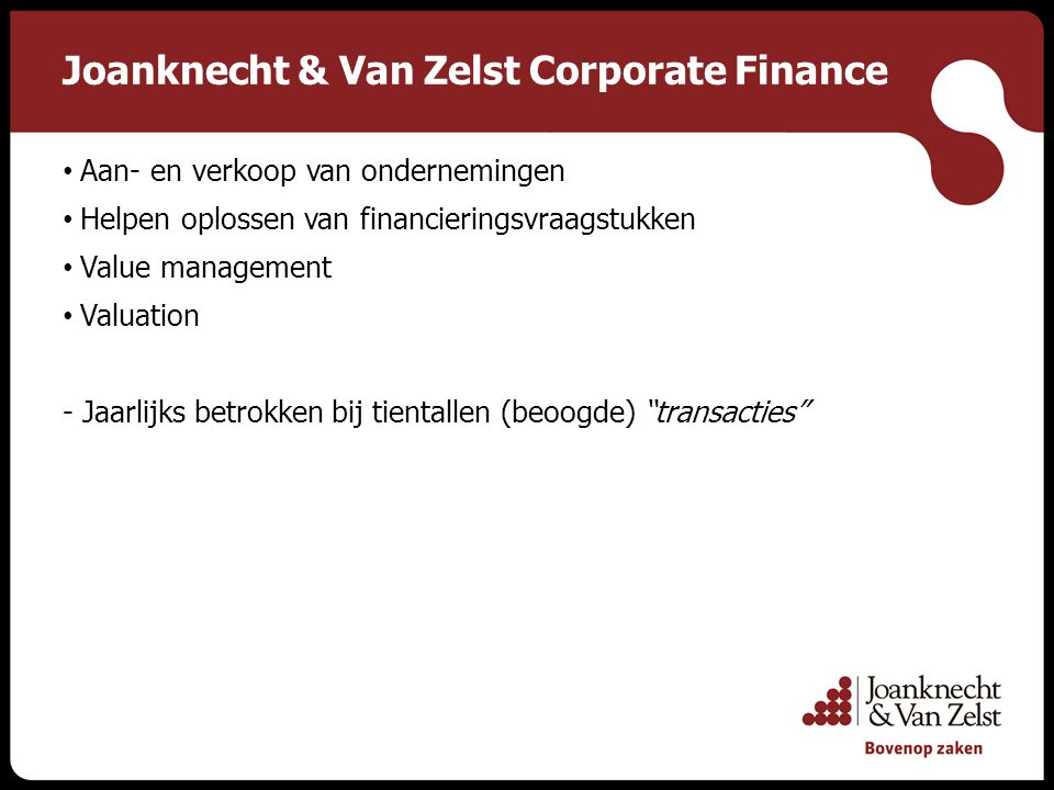 Joanknecht & Van Zelst Corporate Finance
