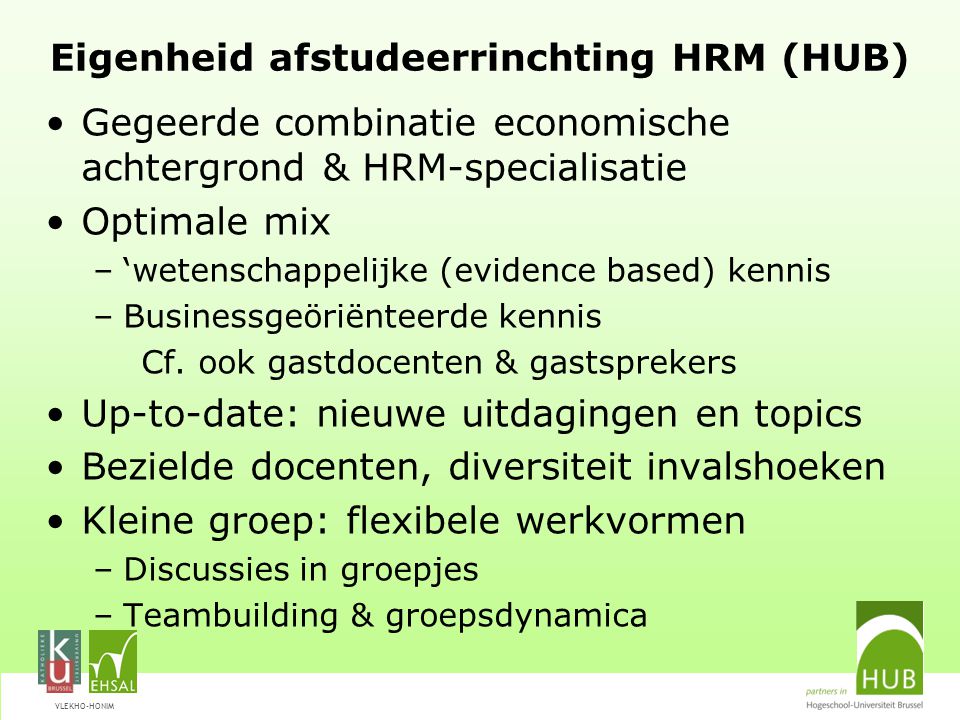 Eigenheid afstudeerrinchting HRM (HUB)