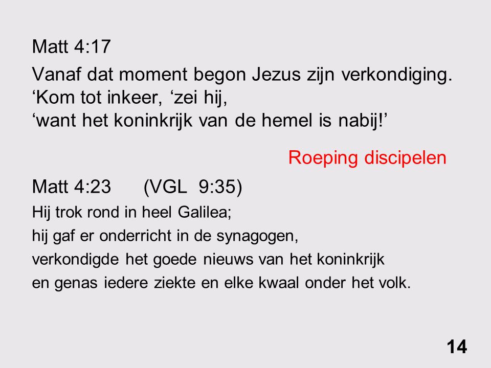Roeping discipelen Matt 4:17