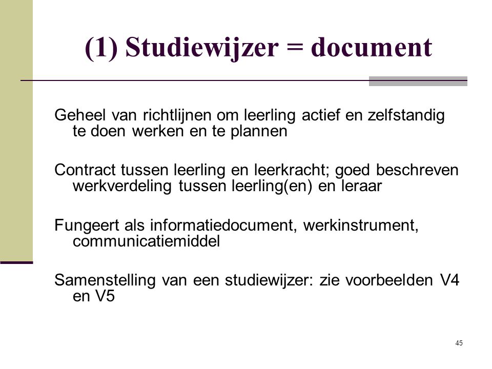 (1) Studiewijzer = document