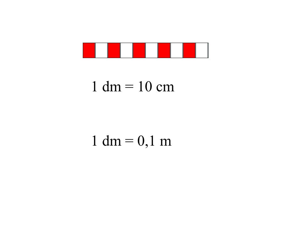 1 dm = 10 cm 1 dm = 0,1 m