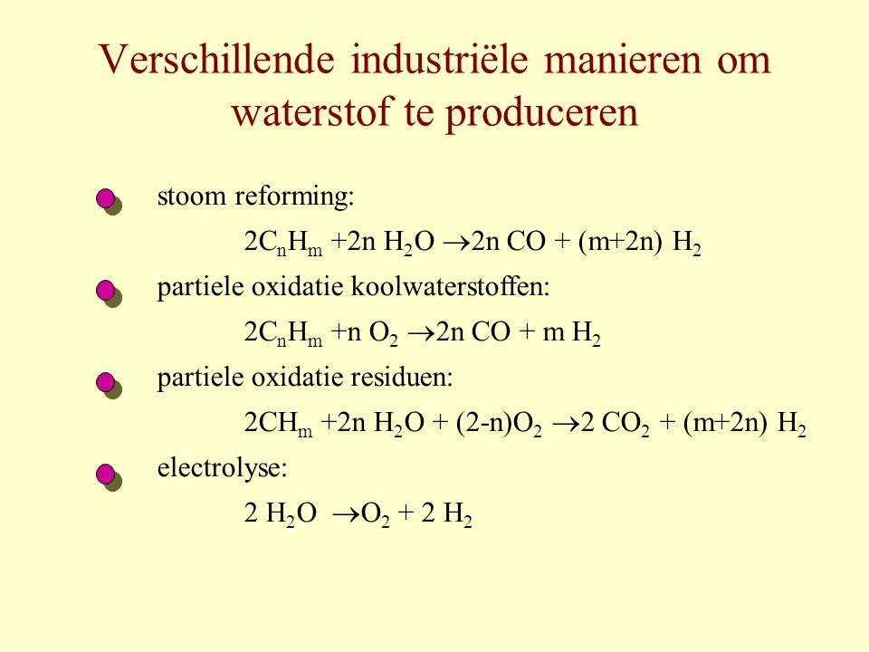 Verschillende industriële manieren om waterstof te produceren