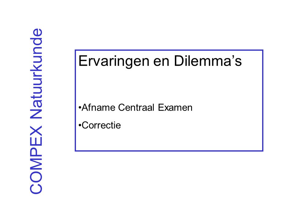 COMPEX Natuurkunde Ervaringen en Dilemma’s Afname Centraal Examen