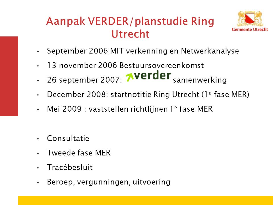 Aanpak VERDER/planstudie Ring Utrecht