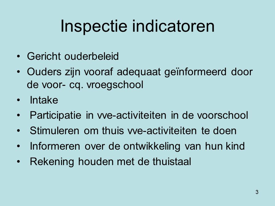 Inspectie indicatoren